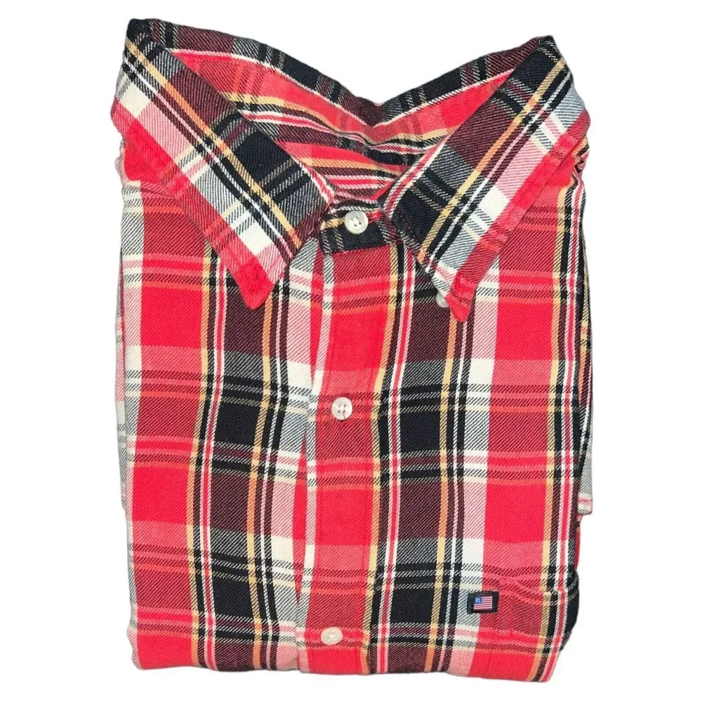 Ralph Lauren Mens Black Label Shirt‎ Red Black Yellow Large Cotton Flannel  XL